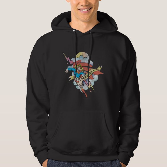 Veste À Capuche Supergirl volant éclair tatouage (Devant)
