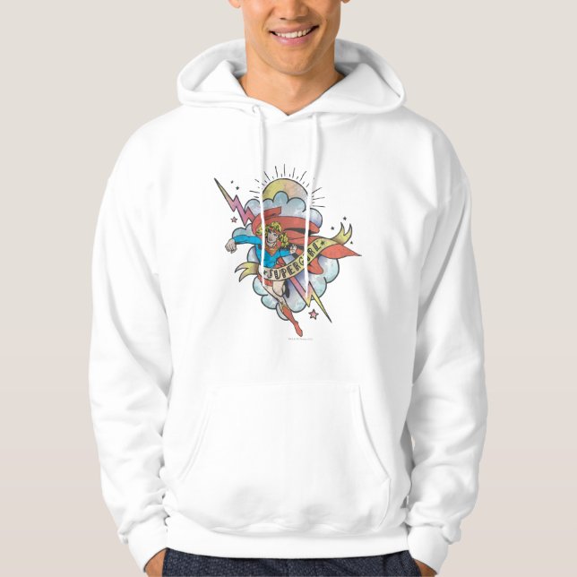 Veste À Capuche Supergirl volant éclair tatouage (Devant)