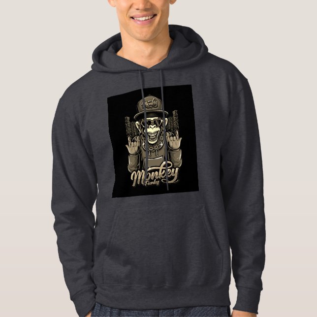 Veste À Capuche Sweatshirt à capuche pour singe noir de base pour  (Devant)
