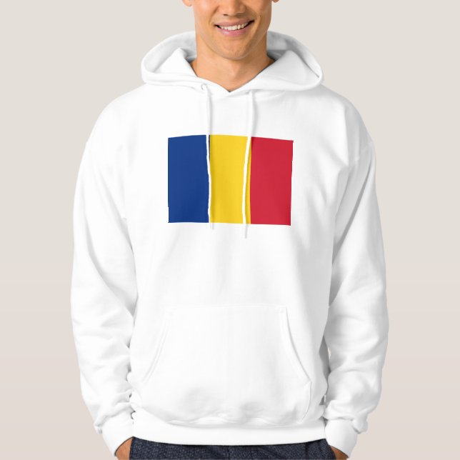 Veste À Capuche Sweatshirt à capuchon avec drapeau de Roumanie (Devant)
