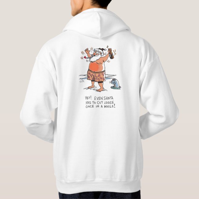 Veste À Capuche Sweatshirt à capuchon blanc de Père Noël ivre reto (Dos)