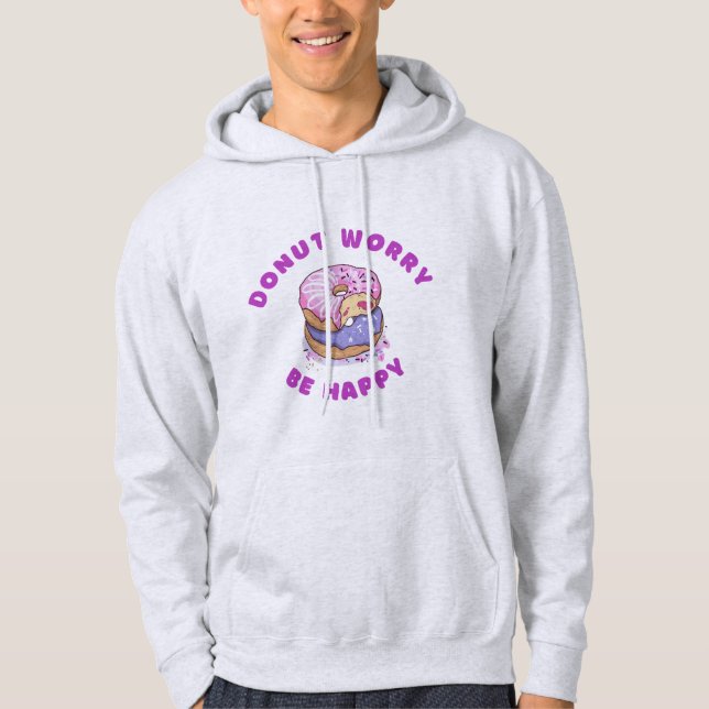 Veste À Capuche Sweatshirt à capuchon de base Drôle Donut S'inquié (Devant)