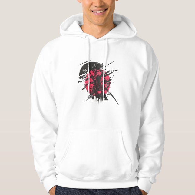 Veste À Capuche Sweatshirt d'art d'encre de samouraï (Devant)