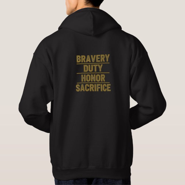 Veste À Capuche Sweatshirt de bravoure des pompiers Devoir Honneur (Dos)