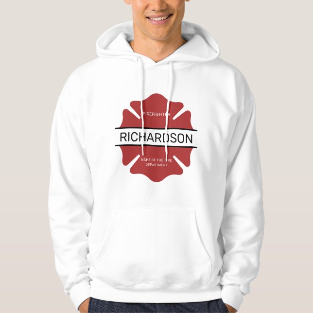 Veste À Capuche Symbole logo rouge du pompier personnalisé (Devant)
