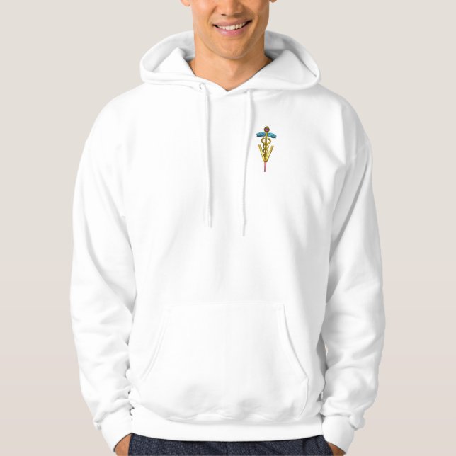 VESTE À CAPUCHE SYMBOLE VÉTÉRINAIRE D'OR CADUCUS (Devant)