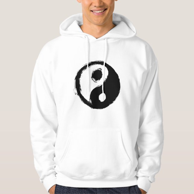 Veste À Capuche SYMBOLE YIN ET YYYYAN Noir et blanc (Devant)