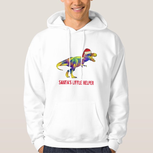 Veste À Capuche T-Rex Christmas Dinosaur Père Noël Citation (Devant)