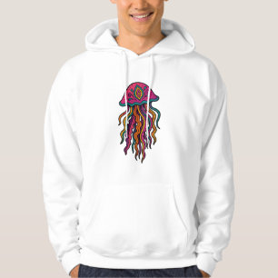 Veste À Capuche T-shirt à capuche graphique néon méduse tripante
