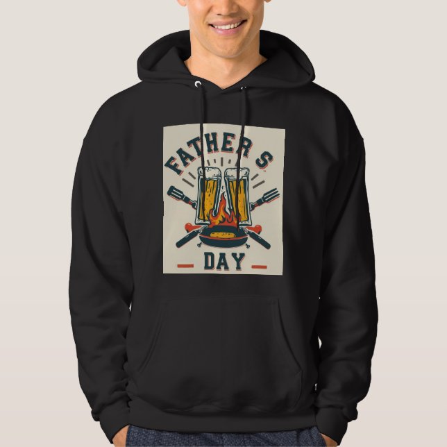 Veste À Capuche T-shirt drôle de fête des pères bière et BBQ (Devant)