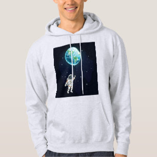 Veste À Capuche T-shirt graphique de l'astronaute Earth Balloon