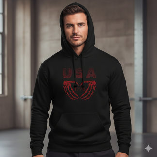 Veste À Capuche T-shirt USA 250e anniversaire squelette cœur 1776