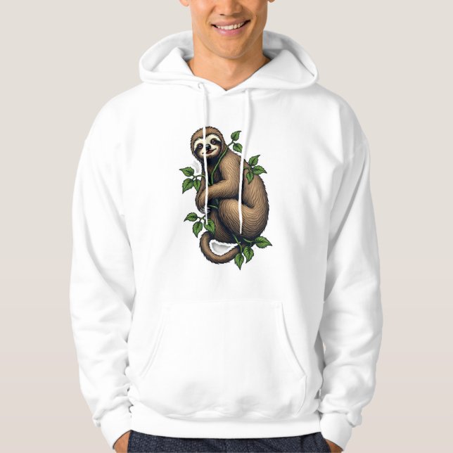 Veste À Capuche T-shirt vintage à motif de paresseux rétro (4) (Devant)