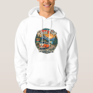 Veste À Capuche T-Shirt Voyage Rétro en Fourgonnette dans les Mont