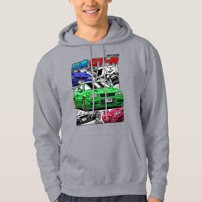 Veste À Capuche T-ShirtJDM Legend Nissan Skyline GTR R34 (Devant)