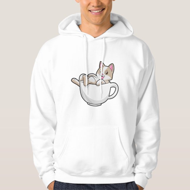 Veste À Capuche Tasse de thé de chat (Devant)