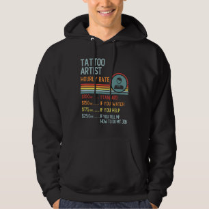 Veste À Capuche Tatouage Artiste Horaire Note Rétro Titre du trava
