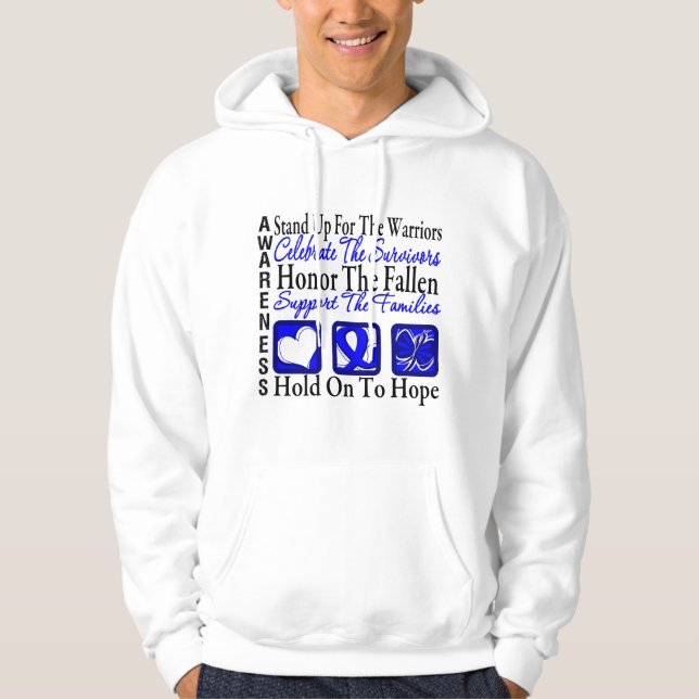 Veste À Capuche Tenez-vous célèbrent le cancer du colon de collage (Devant)