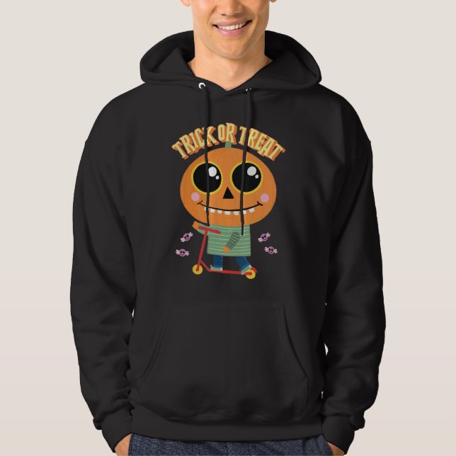 Veste À Capuche Tête citrouille avec scooter Halloween Enfants et  (Devant)