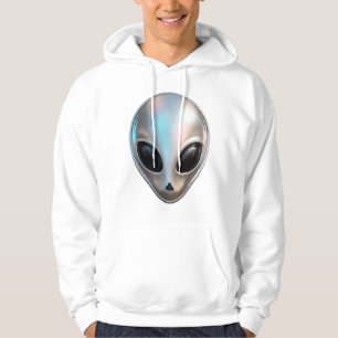 Veste À Capuche Tête d'alien chrome métallisé rétro Y2K science-fi