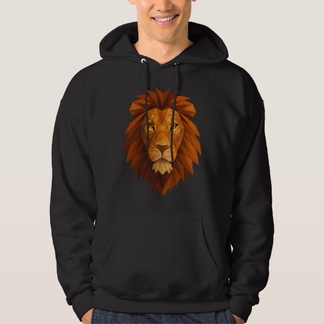 Veste À Capuche Tête de lion polygonale - Conception de puissance  (Devant)