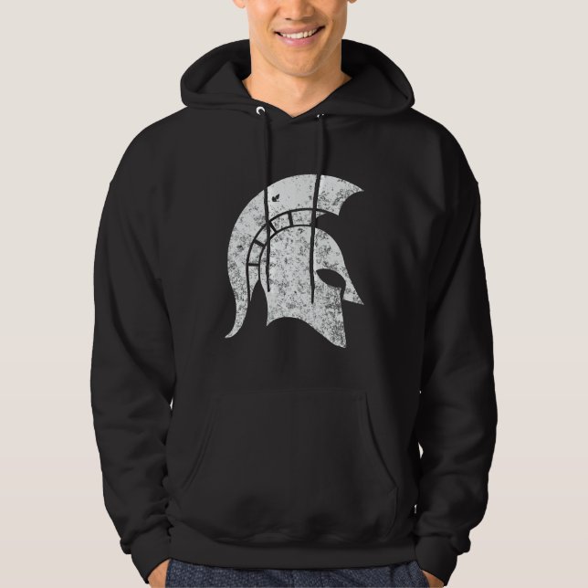 Veste À Capuche Tête spartiate d'Affliger-Regard (blanche) (Devant)
