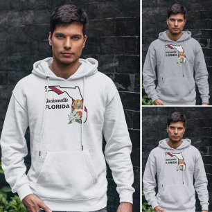 Veste À Capuche Texte personnalisé Floride Drapeau & Fleur Orange 