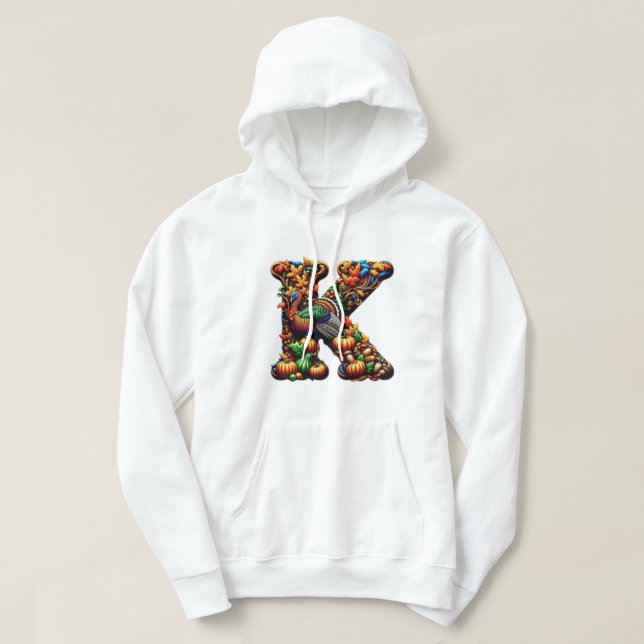 Veste À Capuche Thanksgiving gift for letter k (Design devant)
