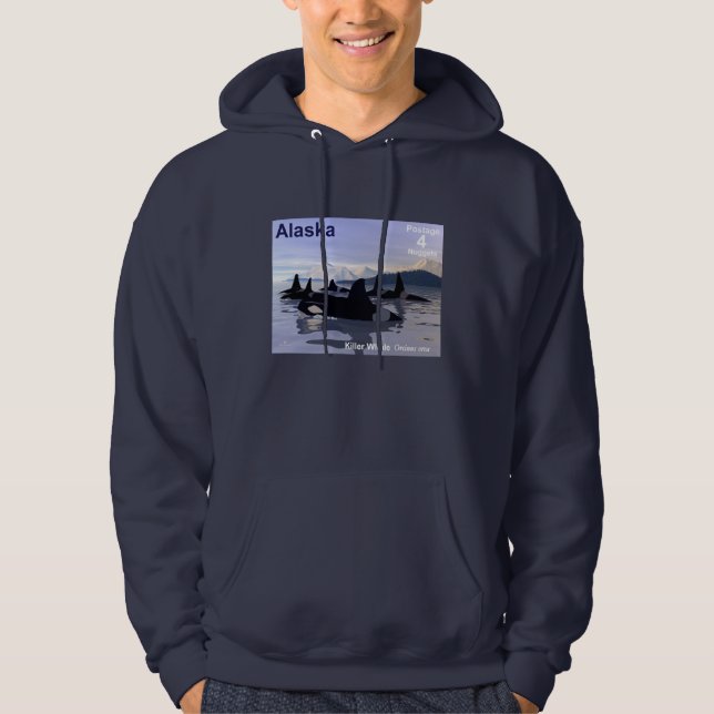 Veste À Capuche Timbre des baleines tueuses de l'Alaska (Devant)