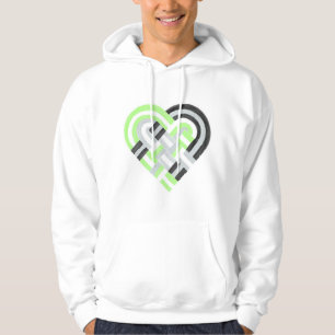 Veste À Capuche Tissé Coeur Agender Fierté Drapeau Vert Gris Noir