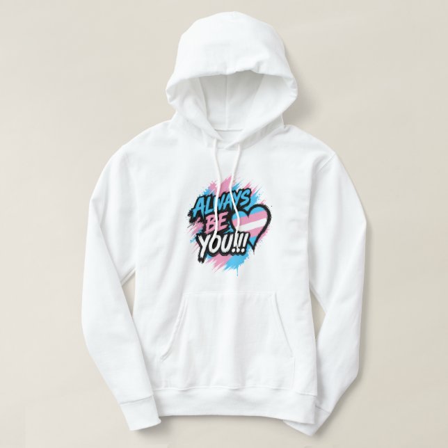 Veste À Capuche "Toujours être toi" Cœur de fierté trans (Design devant)