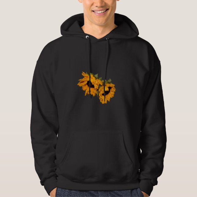 Veste À Capuche Tournesol sur le noir (Devant)