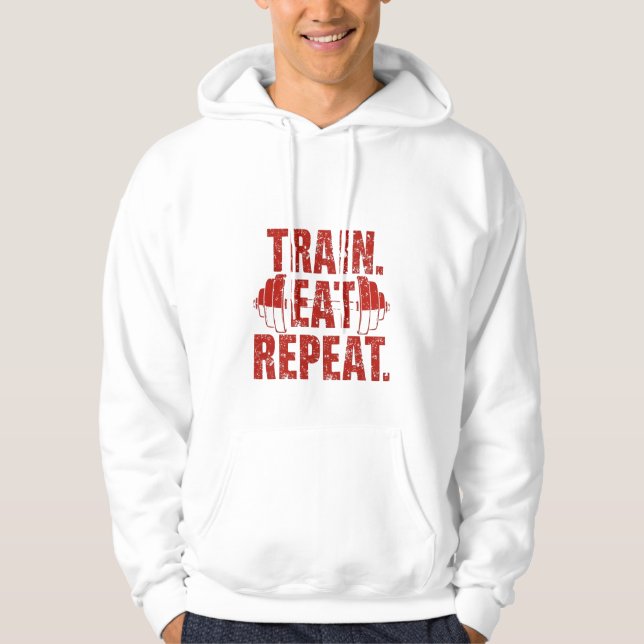 Veste À Capuche Train Eat Repeat Hoodie – Motivational Gym Hoodie  (Devant)