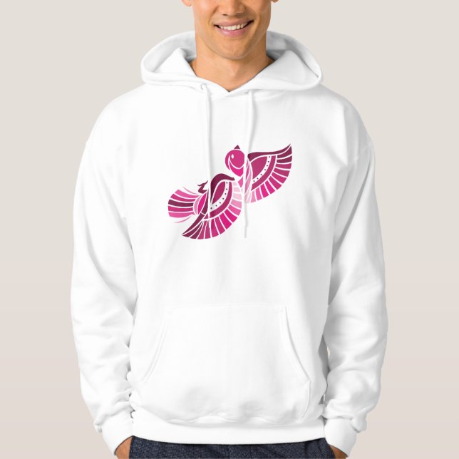Veste À Capuche Tribal Pink Bird Stylized Magenta Phoenix (Devant)