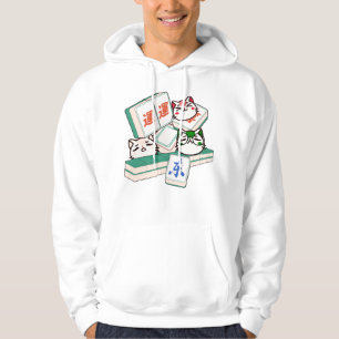 Veste À Capuche Trio Mignon Kawaii de Chats Joueurs de Mahjong