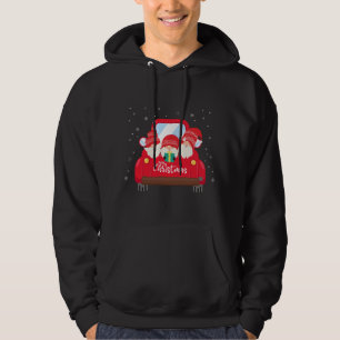 Veste À Capuche Trois Gnomes en Camion Rouge avec Joyeux Noël