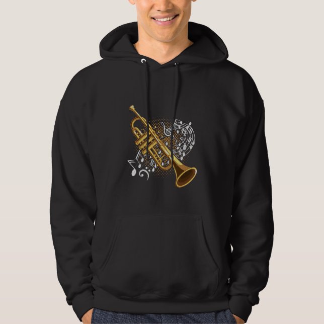 Veste À Capuche Trumpet Player Musical Notes Jazz Music Art (Devant)