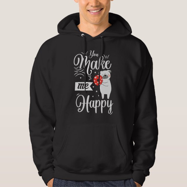 Veste À Capuche Tu Me Rends Joyeux Chien Aime La Saint Valentin (Devant)