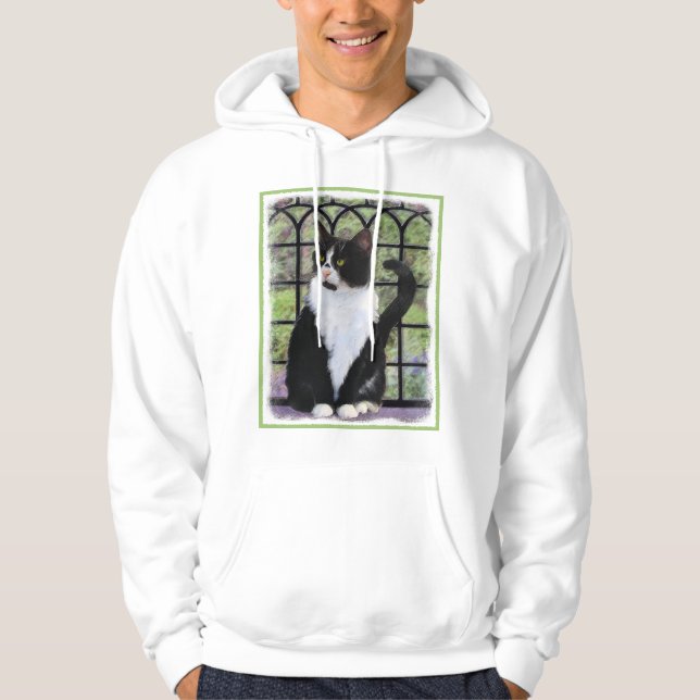 Veste À Capuche Tuxedo Chat dans la peinture de fenêtre Art animal (Devant)
