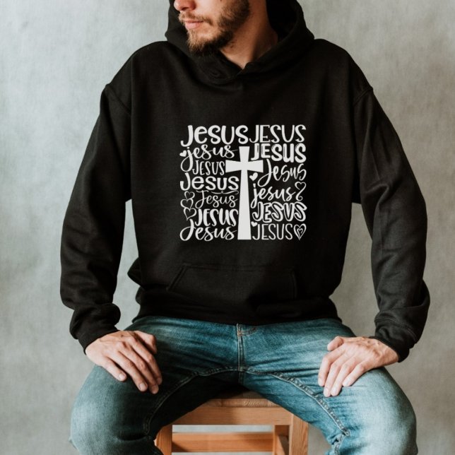 Veste À Capuche Typographie croisée de Jésus-Christ (Créateur téléchargé)