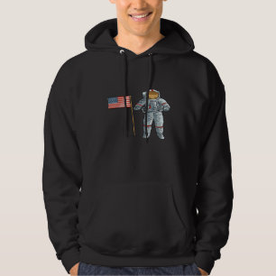Veste À Capuche Un astronaute avec la lune spatiale américaine USA