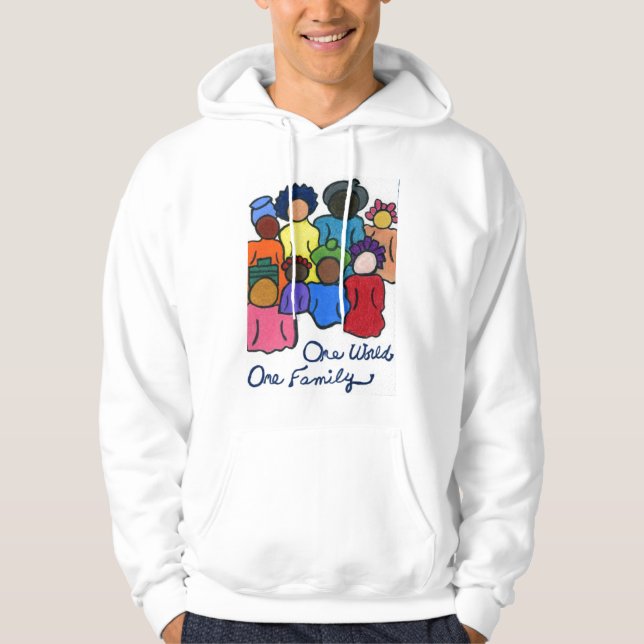Veste À Capuche Un monde, une famille à double face multiculturell (Devant)