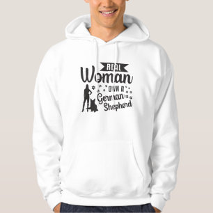 Veste À Capuche Une Véritable Femme Possède Un Chien Berger Allema
