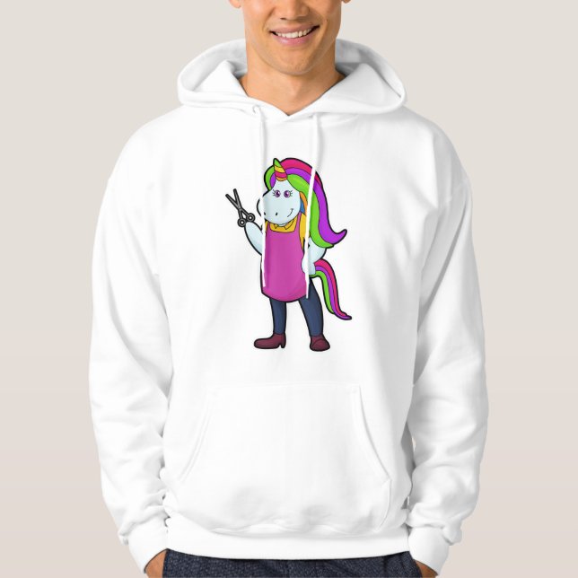 Veste À Capuche Unicorne comme coiffeur avec ciseaux (Devant)