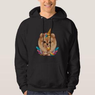 Veste À Capuche Unicorne de crème glacée Poméranienne orange