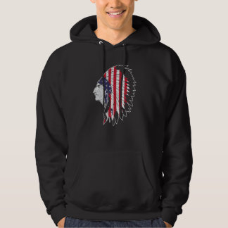 Veste À Capuche US Flag Native American Chief Traditional Indian
