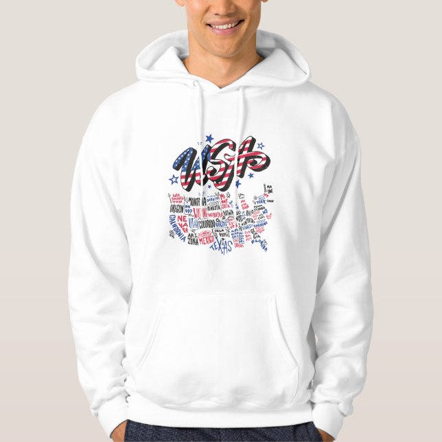 Veste À Capuche USA Map Etats-Unis Amérique Amérique (Devant)