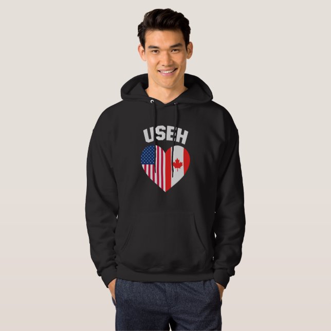 Veste À Capuche USEH America Canada Drapeau drôle Américain Canadi (Devant entier)