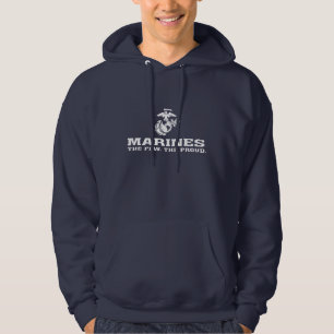 Veste À Capuche Usmc les peu le logo fier empilé - blanc