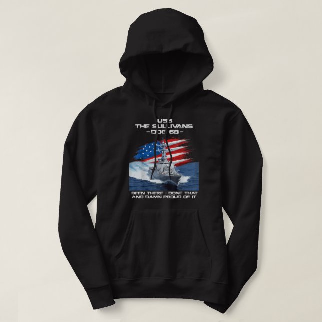 Veste À Capuche USS Le Sullivans DDG-68 Destroyer Ship USA Drapeau (Design devant)